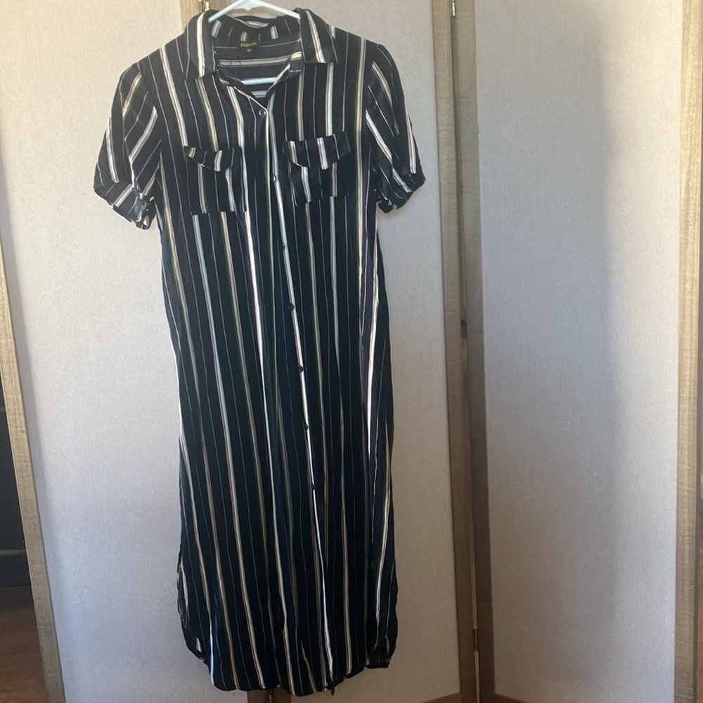 FINAL MARKDOWN Rave Striped Black and White Women's Duster 10